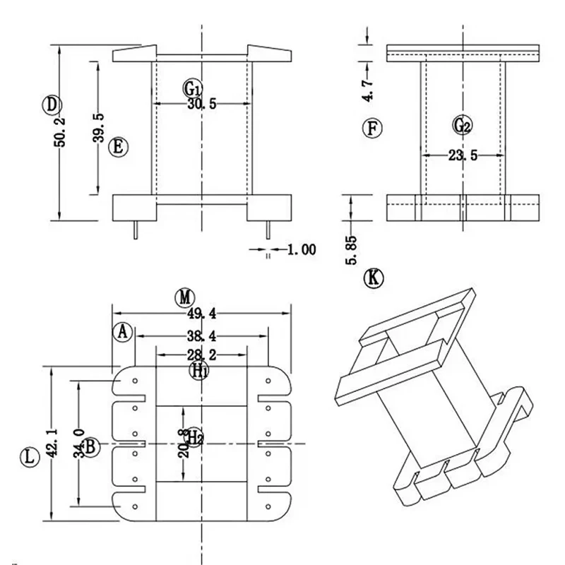 High frequency transformer EE65 soft core and bobbin vertical 6+6pins 1set/lot