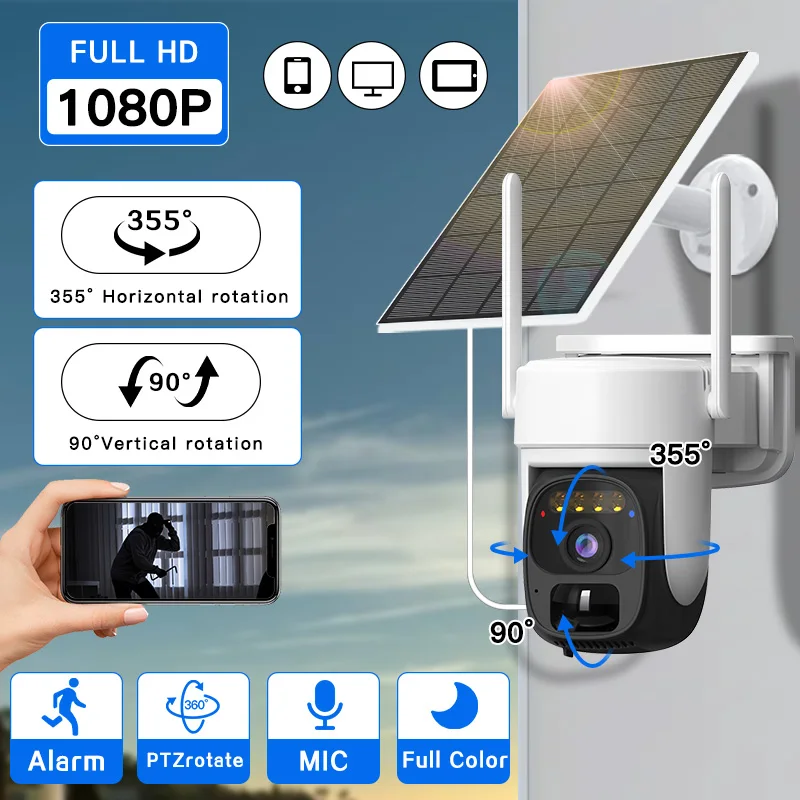 SZSINOCAM Wireless Solar-Powered Camera Single-Lens WiFi Pan-Tilt Camera Outdoor Video Surveillance Camera with Built-in Battery 4