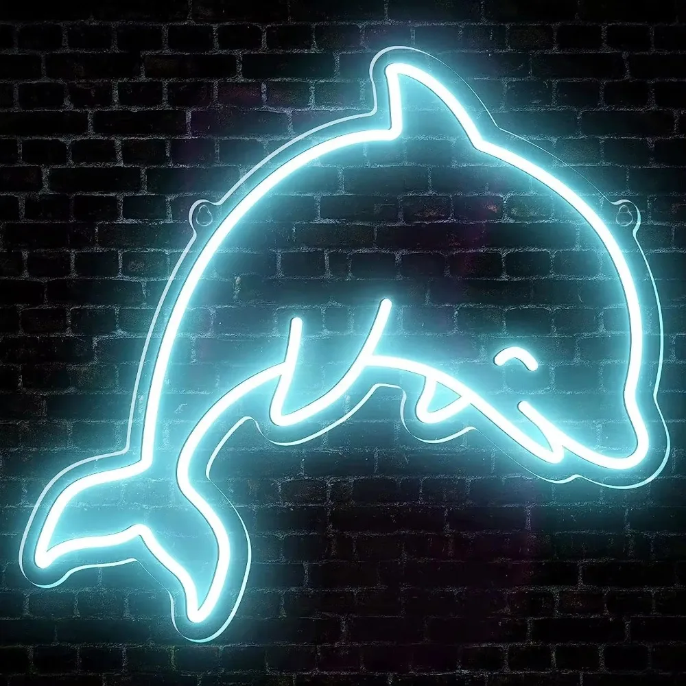 Dolphin Anime Neon Sign Cute LED Lights Indoor Wall Art Decoration Wedding Event Birthday Party Neon Kids Teens Boys Night Lamp