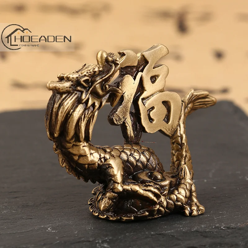 1pc Chinese Style Brass Qilin Dragon Statue Figurine For Wealth Prosperity Luck Fengshui Vintage Ornaments For Home Decoration prosperity flying dragon bring blessing become rich luck is coming chinese style commemorative coin metal crafts