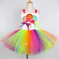Costume de sucette arc-en-ciel pour filles, robe de princesse Tutu de fête d'anniversaire, robe de bal, vêtements de carnaval, de noël et d'halloween pour enfants 5