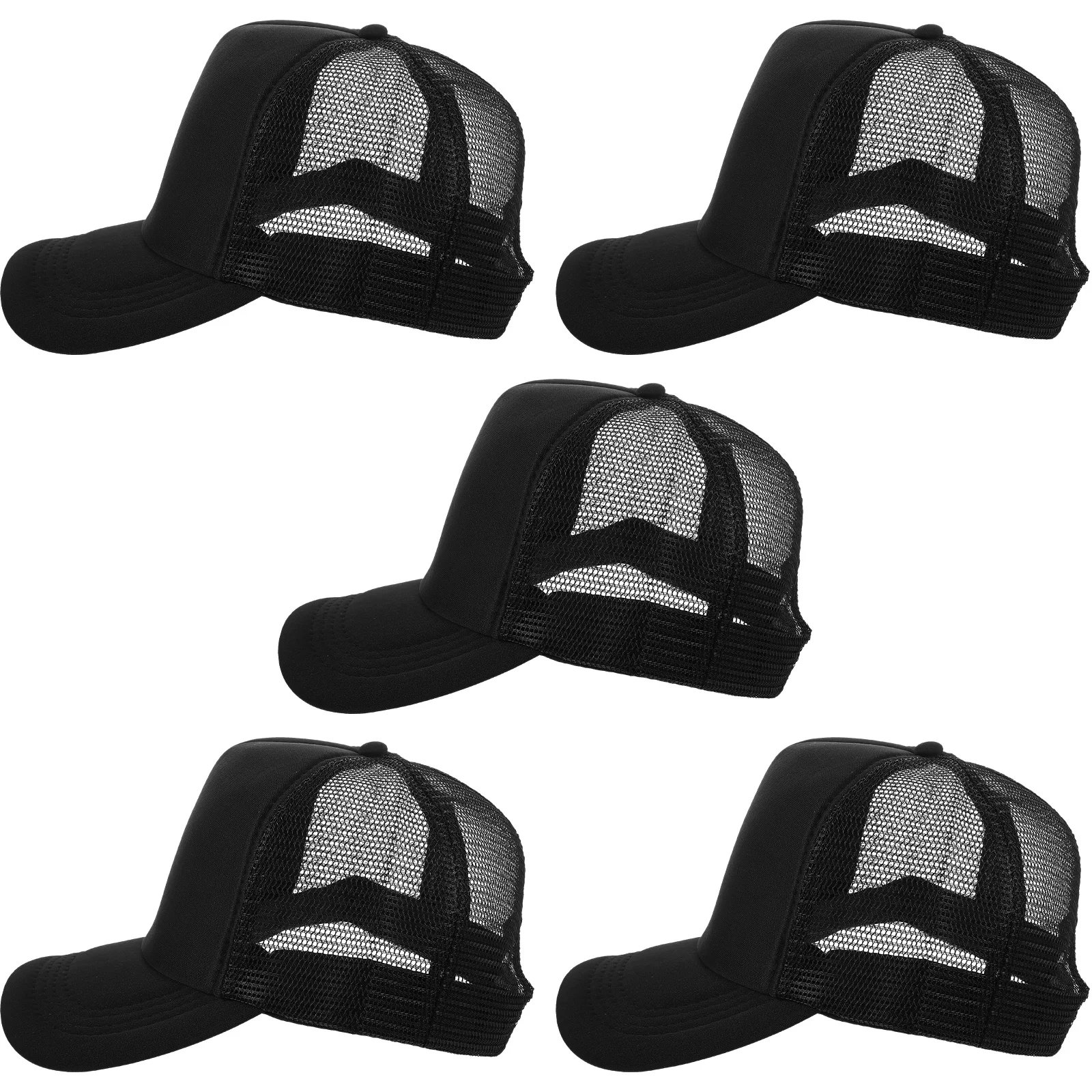 

5 Pcs Sublimated Baseball Cap Mesh Hat Heat Transfer Hats Letter Blank Caps DIY Pvc Sublimation