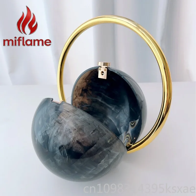 Borsa Clutch da Sera Elegante, Strutturata e Sferica con Manico Elettroplaccato e Texture Effetto Marmo per Feste ed Eventi Formali - immagine 5