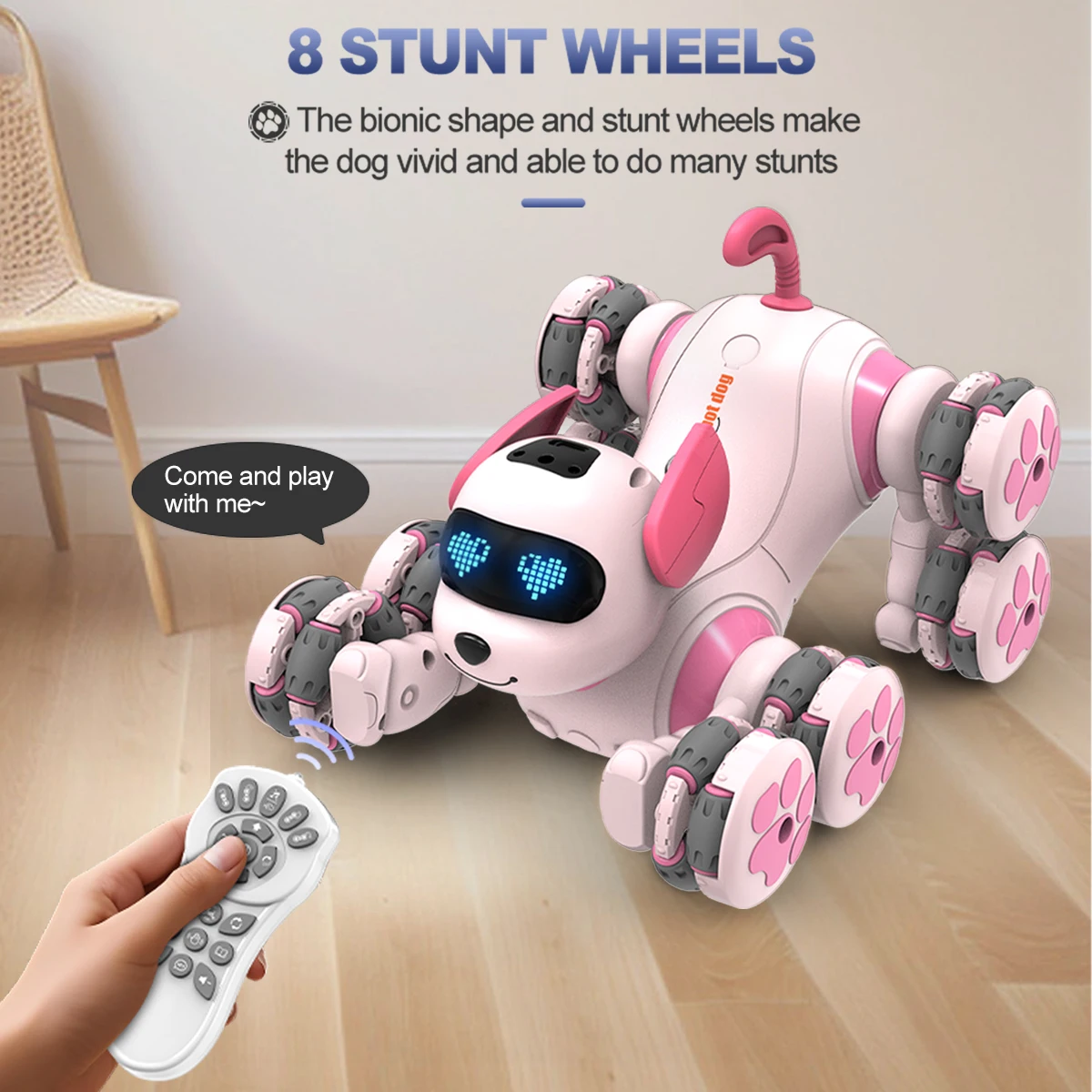 Remote Control Dog Toys Eight Wheeled Stunt Intelligent Robot Dog Interactive Electronic Pet Programming Model Gifts for Kids