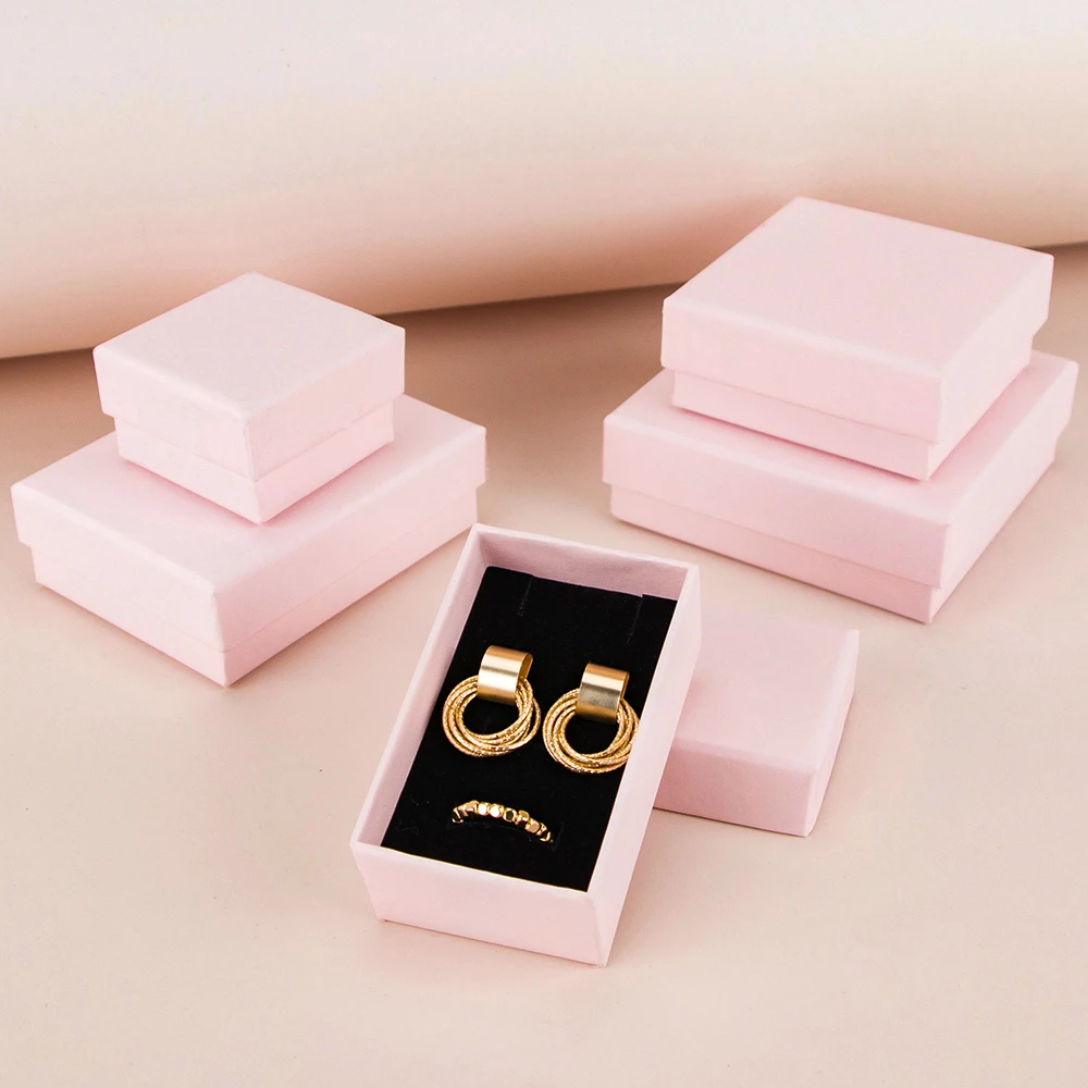 Scatola Regalo Gioielli Rosa Chiaro Scatola Per Imballaggio Gioielli Scatola Per Gioielli Scatola Per Collana Anello Scatola Rettangolare Rivestita In