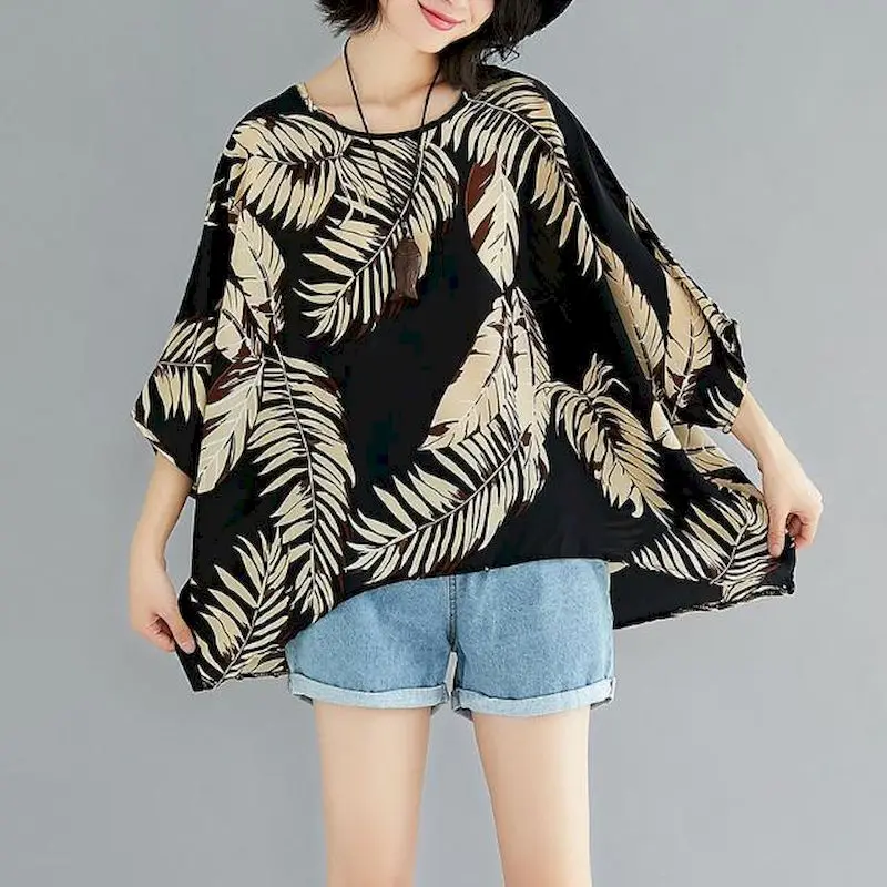 

Oversized T Shirts Women Fashion Medium Sleeve Loose T-shirt 2023 Thin Summer Trendy Tshirt Casual Aesthetic Clothes Y2k Tops