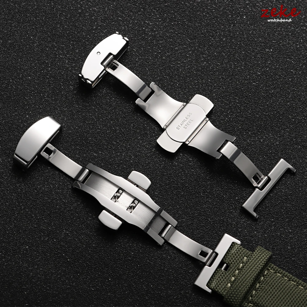 Sleek Stainless Steel Butterfly Deployment Buckle with Double Click Clasp