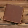 Men's Short Wallet Retro Genuine Leather Cowhide Crazy Horse Thin Cash Money Card Holder Coin Purse Holder For Man Gift 6