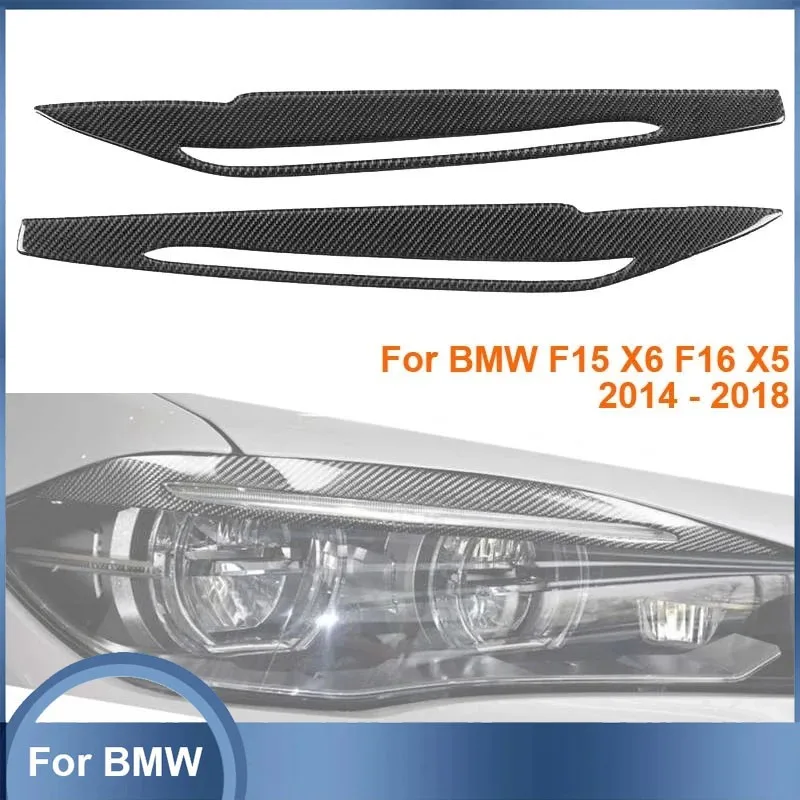 

2Pcs Carbon Fiber Headlight Eyebrow Eyelids Trim Decoration Stickers For BMW F15 X6 F16 X5 2014-2018 Accessories