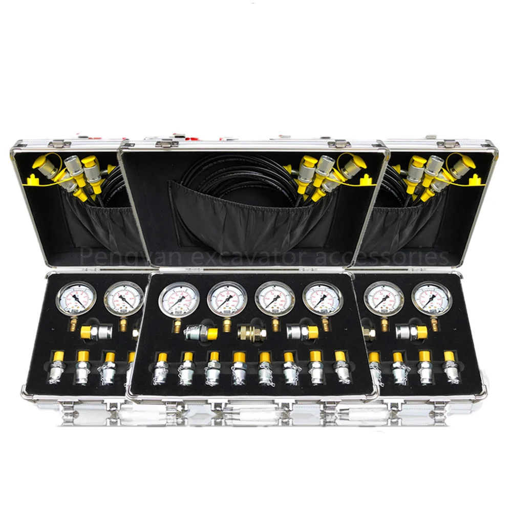 Manometer Parts For Excavator Pressure Gauge Hydraulic Pump Pressure Gauge Oil Test Meter Box Set Repair Tool