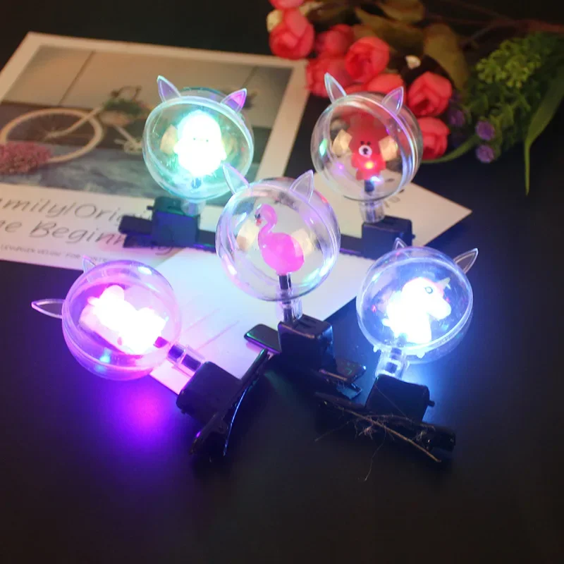 10pcs LED Flash Bobo Ball Hairpin Cute Flash Children's Headdress Hair Band Hairpin Luminous Transparent Ball Girls Gift