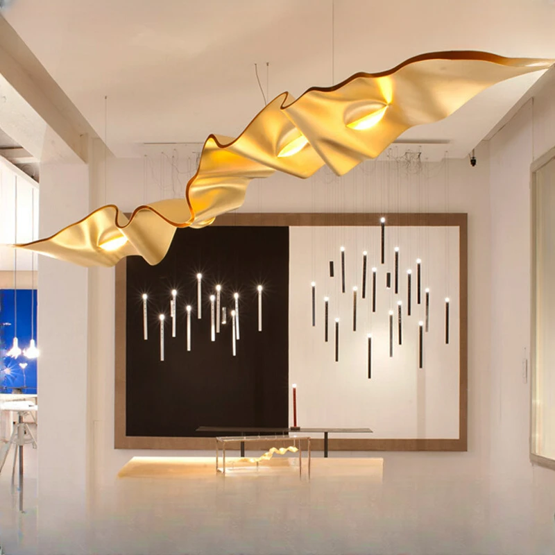 AngelsEyeGoldRibbonRestaurantChandelierCreativeDesignerArt