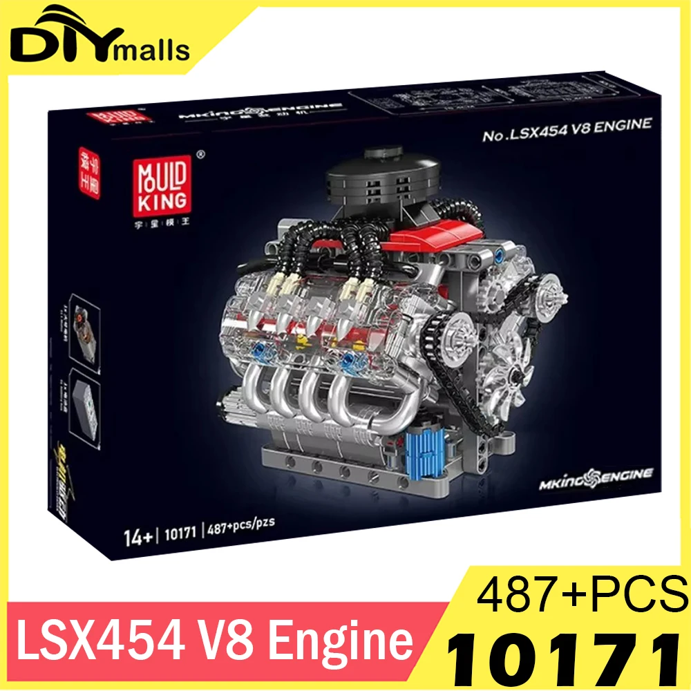 MOLD KING-Briques de construction de moteur V8 pour enfants, LSX454, jouets MOC pour enfants, cadeau technique, nuits, dos, voiture, Hurized, 10171