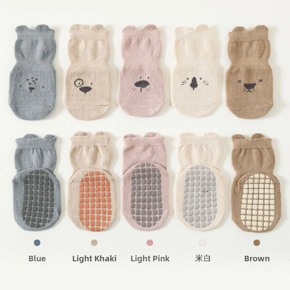 5Pairs Trampoline Socks Non-slip Baby Floor Socks Breathable Cute Newborn Cotton Socks Soft Fashion Toddle Step Socks Children
