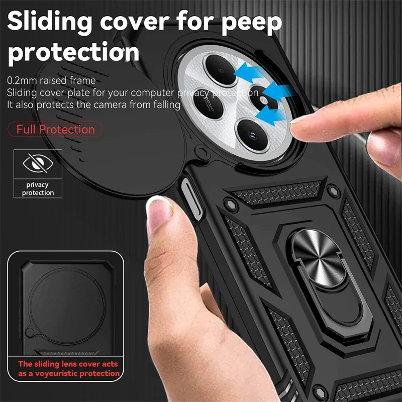 Armor Shockproof Slide Lens Cover with Magnet Car Holder Ring Case – Enhanced Protection