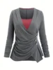 Casual retro button decorative ruffle asymmetric spring and autumn long sleeve blouse plus size women's dress