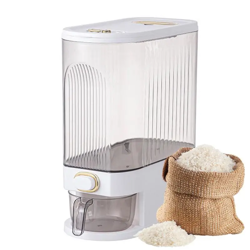 

Rice Dispenser Food Storage Container With Measuring Cup Airtight Rice Storage With Time Pointer Cereal Dry Food Container