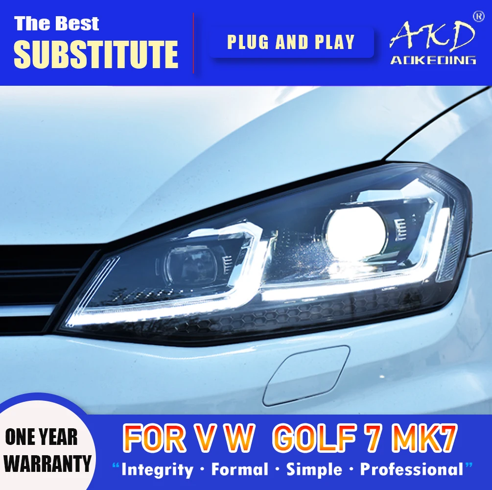 Akd Lampada Frontale Per Golf 7 Mk7 Gti Led Faro 2013-2017 Fari Golf 7 Mk7 Gti Drl Indicatore Di Direzione Proiettore Ad Alto Raggio Angel Eye