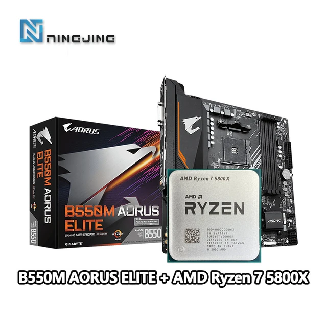 AMD Ryzen 7 5800X R7 5800X CPU + GIGABYTE B550M AORUS ELITE Micro-ATX  Motherboard Set AM4 All New Support R5 R7 R9 Processor - AliExpress