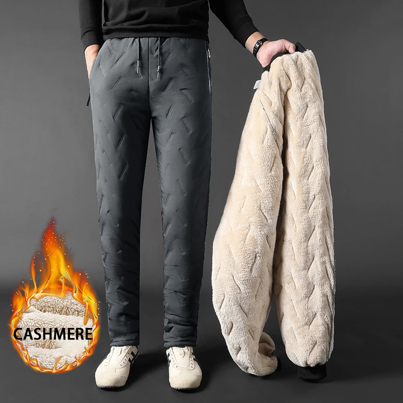 

Winter Lambswool Warm Thicken Sweatpants Men Fashion Joggers Water Proof Casual Pants Men Plus Fleece Oversize Trousers