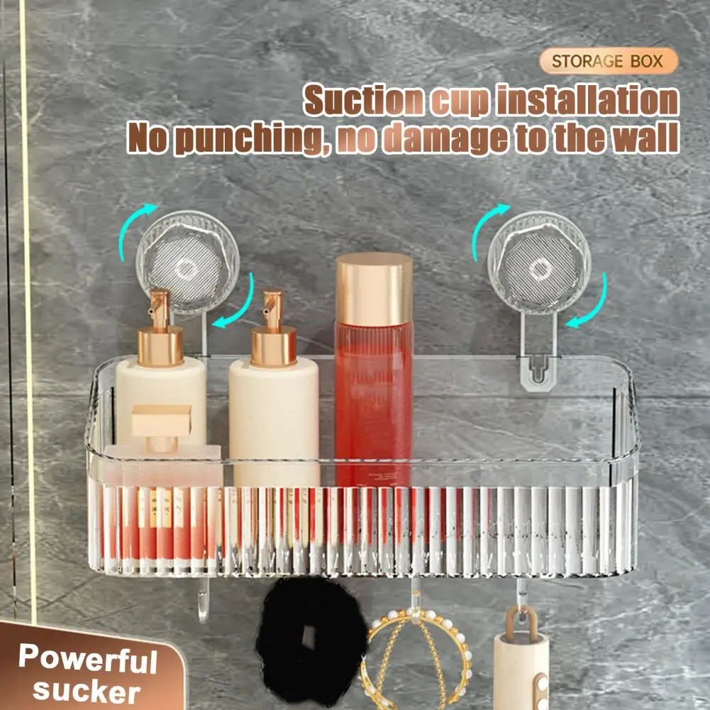 Storage Rack Suction Cup Plastic Organizer Large Capacity Strong Load-bearing Hanging Shower Shelf Bathroom Kitchen Accessories