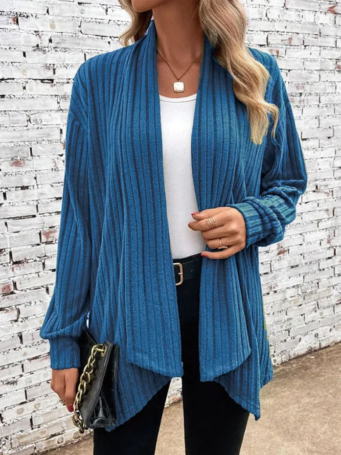 Autumn and Winter New Women's Long Sleeve Solid Loose Cardigan Coat Women 6