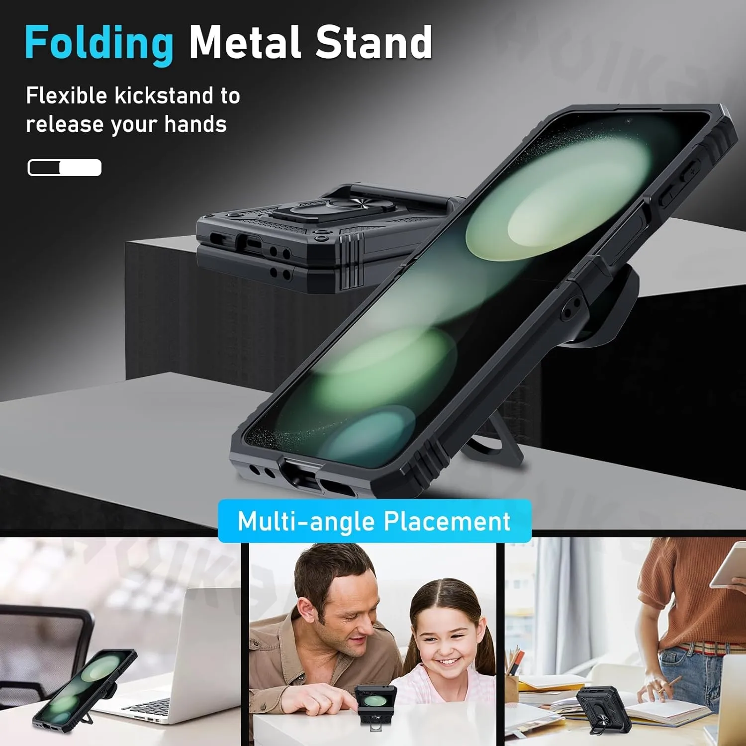 Military Grade Shockproof Protective Case with Magnetic Kickstand Ring Cover