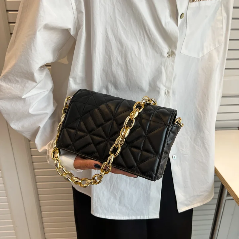 Fashion Plaid Shoulder Bag 2023 Thick Chain Underarm Bags For