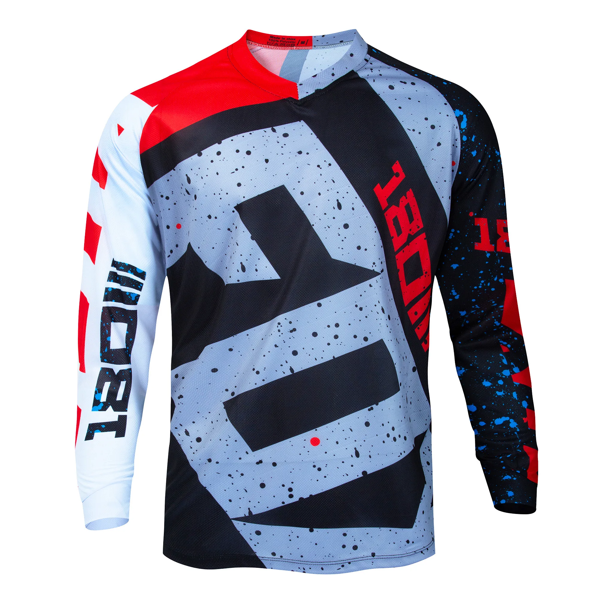 2027 Herren-Radtrikots mit Alphabet-Muster, aktives, atmungsaktives, feuchtigkeitsableitendes, lockeres Langarmshirt für Radfahren, Reiten, Sport – Detail 5