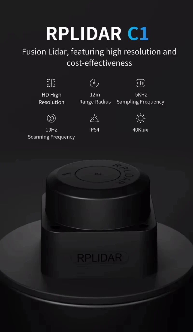 SLAMTEC RPLIDAR C1 lidar sensor TOF 12m 360 ° scanning C1M1 for robot positioning, mapping, navigation and obstacle avoidance 5