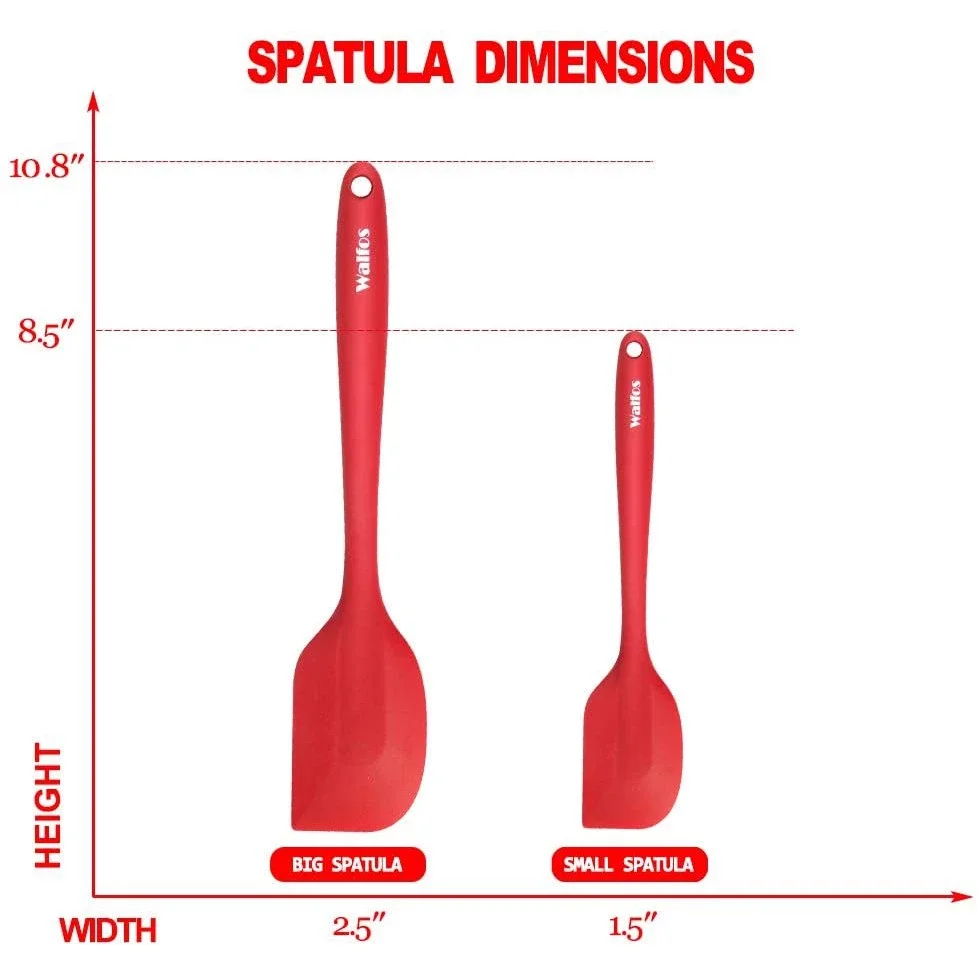 WALFOS Food Grade Silicone Cooking Spoon Essential Heat-Resistant Flexible Nonstick Silicone Baking Mixing Spoon Spatula