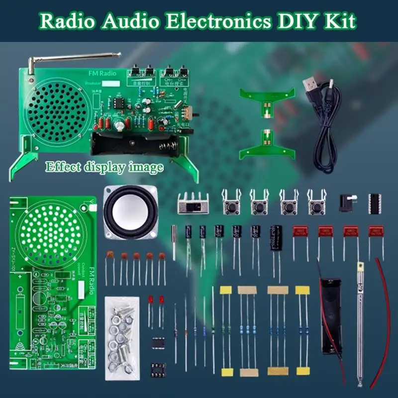 FM 라디오 DIY 전자 키트 65-108MHz DIY 납땜 프로젝트 연습용 조립 세트용 조정 가능한 주파수