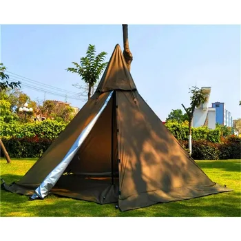 Portable Waterproof Camping Pentagonal Teepee Tent Outdoor Camping Pyramid Tipi Tent with Stove Hole 1