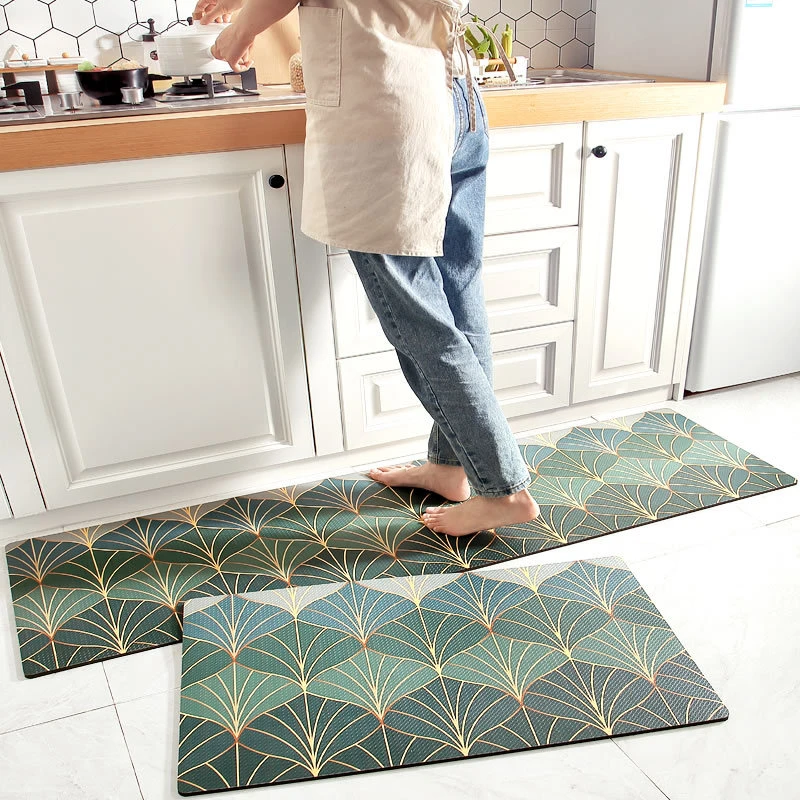 New Style Kitchen Mat Nordic Modern Kitchen Long Mats Thick Leather