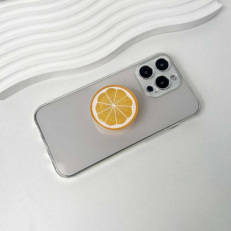 Magnetic & Adhesive Foldable Phone Grip Stand - Fruit Slice Design