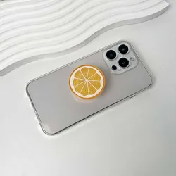 Magnetic & Adhesive Foldable Phone Grip Stand - Fruit Slice Design (No magnet Orange)