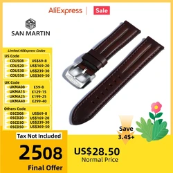 San Martin Horween Cowhide Watch Strap Leather Watchband For Men Wrist Bands 20mm 22mm Retro Quick Release Pin Buckle Zermatt