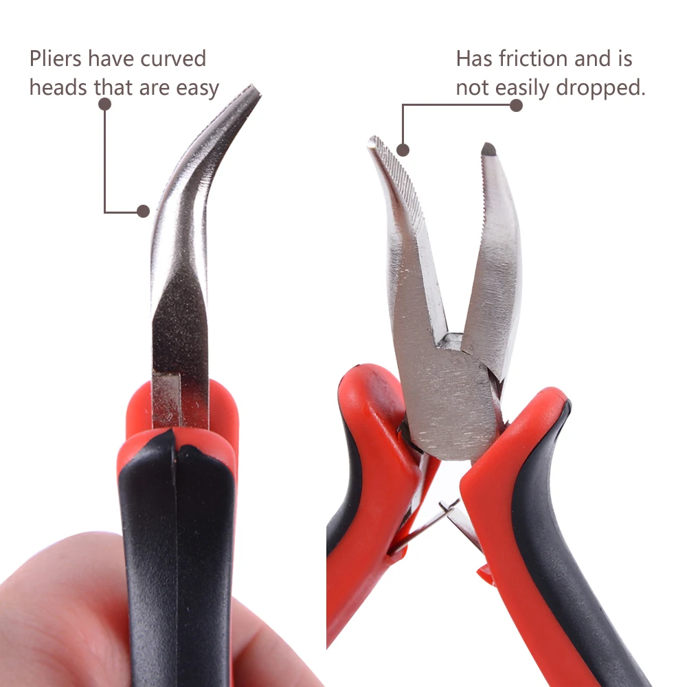 헤어 익스텐션 키트: I-팁 헤어 플라이어, 당김 바늘, 루프 스레더 및 100개 5.0mm 헤어 익스텐션 비즈 링