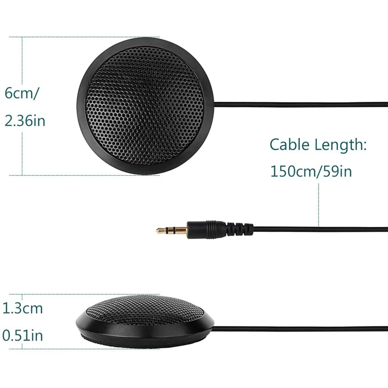 Top Deals 2X 컨퍼런스 마이크 3.5Mm 무지 향성 콘덴서 스테레오 마이크 표면 장착