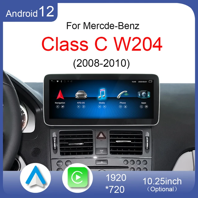 Radio con GPS para coche, reproductor Multimedia con Android 12, CarPlay,  DVD, pantalla HD, para Mercedes Benz C W204 C200 260 300 2011 a 2013 -  AliExpress