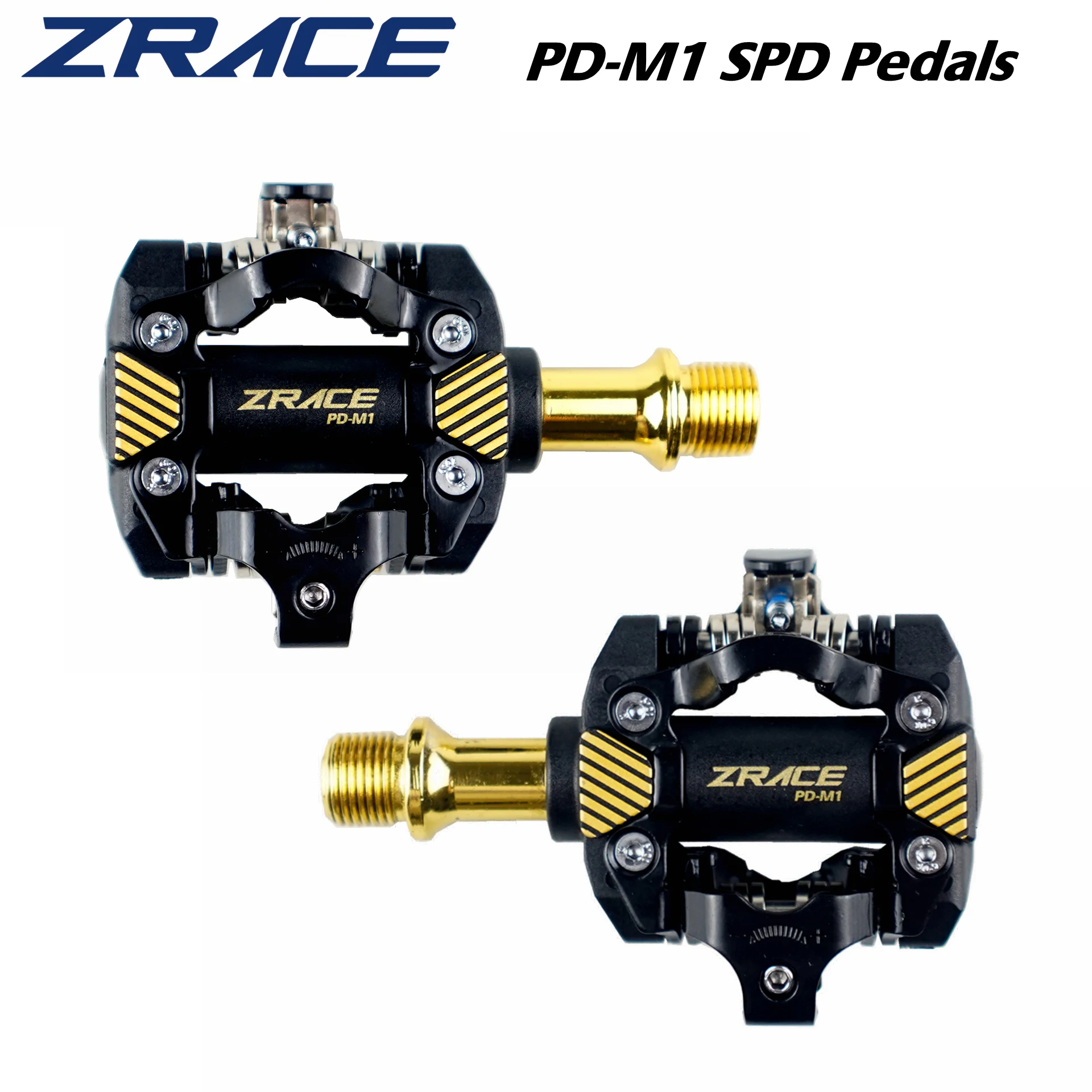 Фото Золотые самоблокирующиеся педали ZRACE PD-M1 SPD для горных велосипедов, 332 г №1