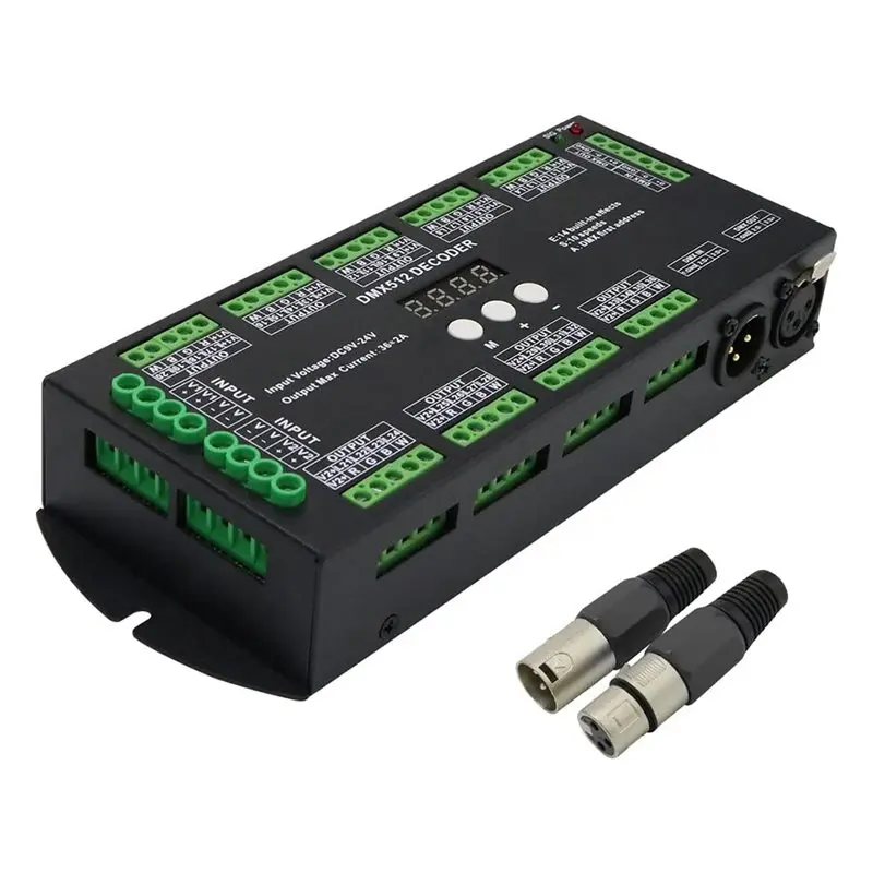 B68C DC9-24V 2A/CH DMX RGBW LED 디지털 디스플레이 디코더 36CH DMX512 컨트롤러 RGBW LED 조명용 14가지 내장 효과