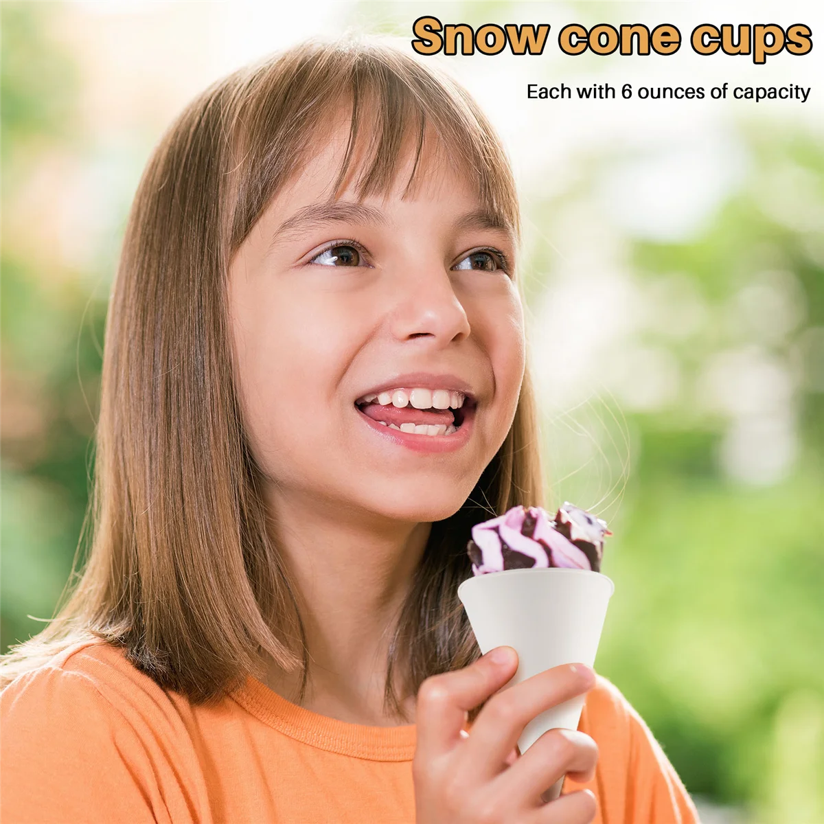 White Paper Cone Cups, Snow Cone Cups,Coated Leakproof Paper Cups for , Shaved Ice, Water 200Pcs