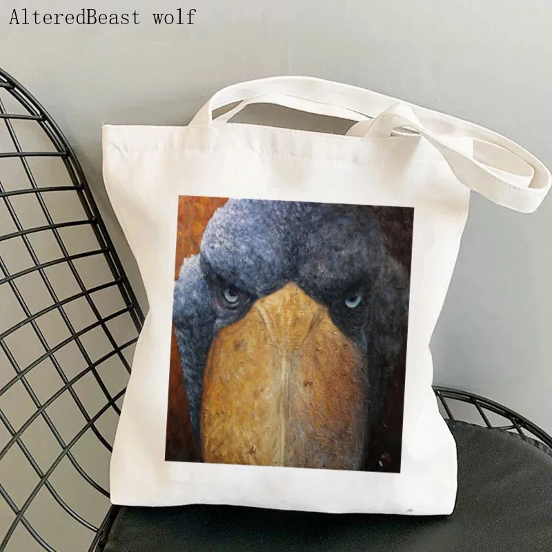 Women Shopper Printed Handbags Shoebill Balaeniceps Rex Environmental Storage Reusable Canvas Shoulder Tote Bag school bag
