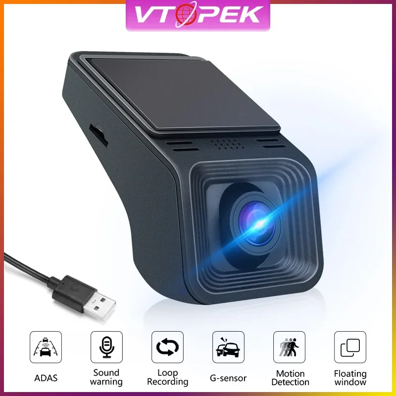Vtopek ADAS Usb Car DVR Dash Camera Loop Recording For Auto Android Multimedia Player Hidden Type Motion Detection with SD Card