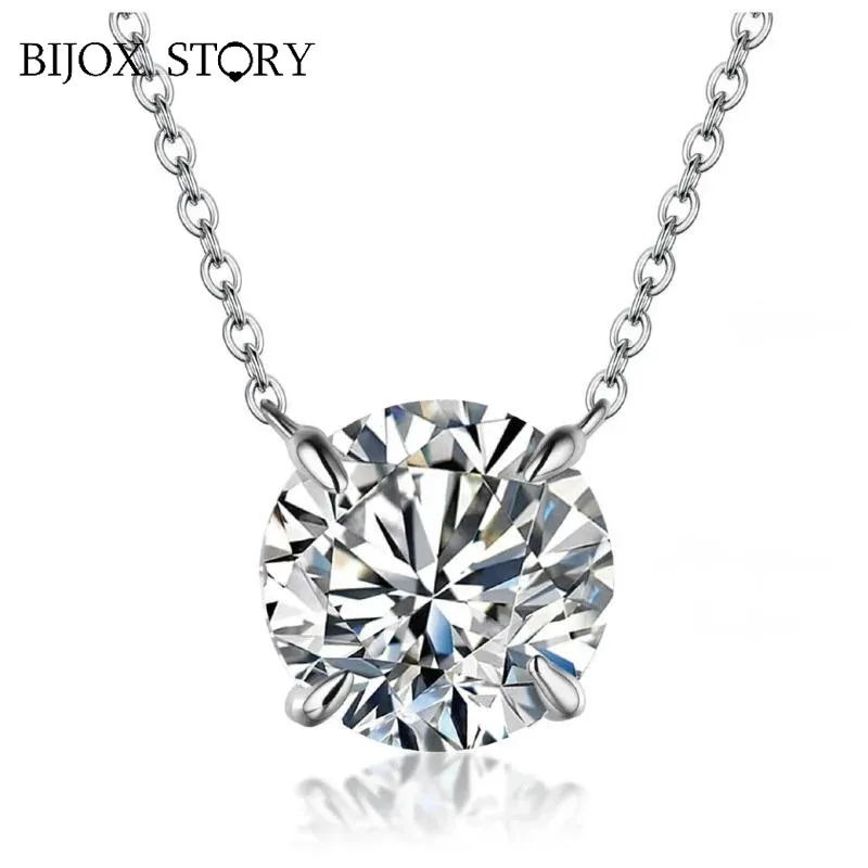 

Moissanite Diamond 6.5mm 1CT Necklace For Woman Pendant 925 Silver Necklace For Women Chains Party Bridal Fine Jewelry