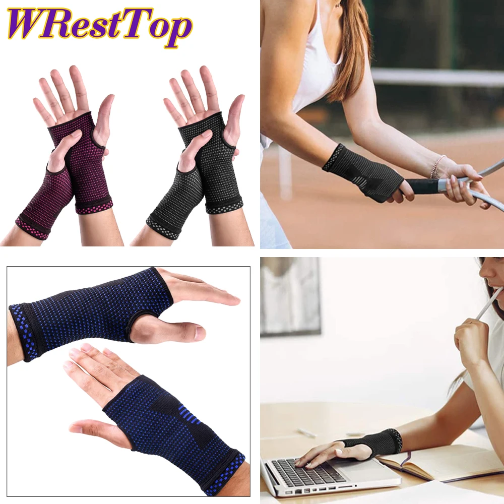 

1Pair Wrist Brace Compression for Women Men, Wrist Sleeves Support for Carpal Tunnel Tendonitis Arthritis Sprains Pain Relief