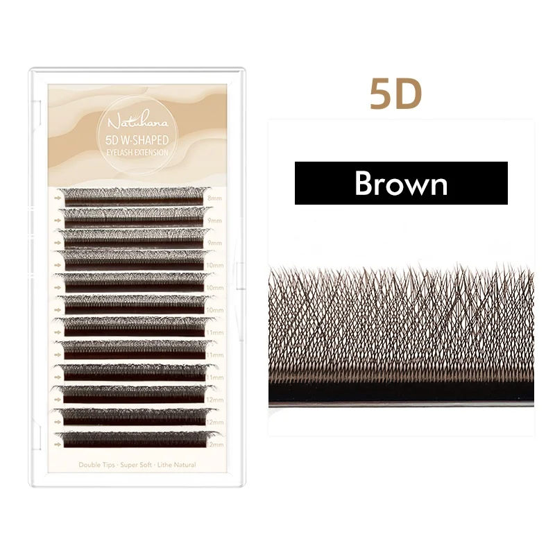 Eyelash Extensions NATUHANA Brown W Shaped 2D 3D 4D 5D W Natural Soft Automatic Flowering Premade Fans
