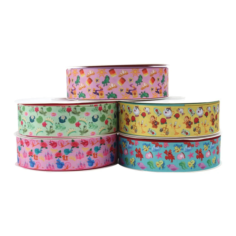 

5 ярдов, корсажная лента с рисунком Принцессы Диснея для бантов, подарки, упаковка, материалы для рукоделия «сделай сам»