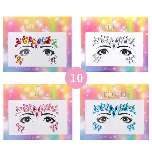 Colourful Kids Makeup Face Stickers Crystal Diamonds Gemstones Girls Women  Holiday Glitter Party Self Adhesive Eye